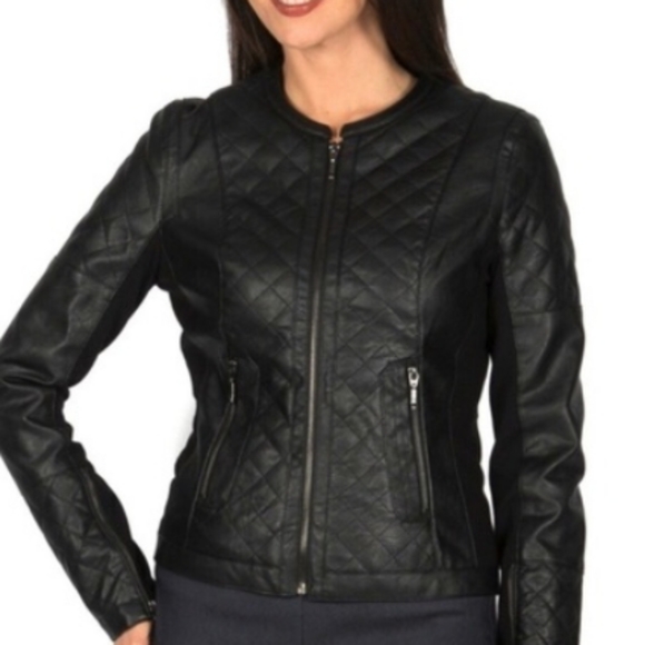Harve Benard Black Faux Leather Jacket 